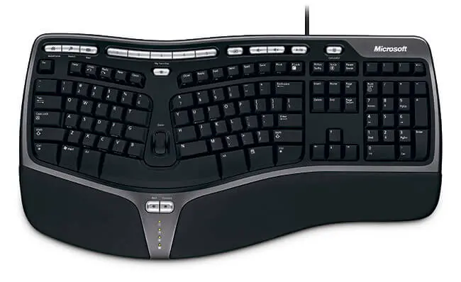Клавиатура с эргономическим расположением стандартных клавиш дополненная мультимедийными клавишами и элементами «мыши»