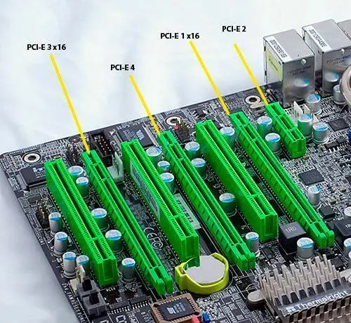 Пример разъемов PCI Express серии 1.0, 2.0, 3.0, 4.0