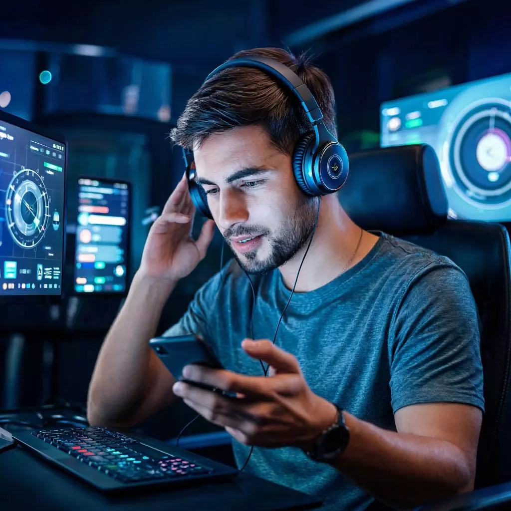 человек тренирует слух с помощью музыкальных приложений на смартфоне