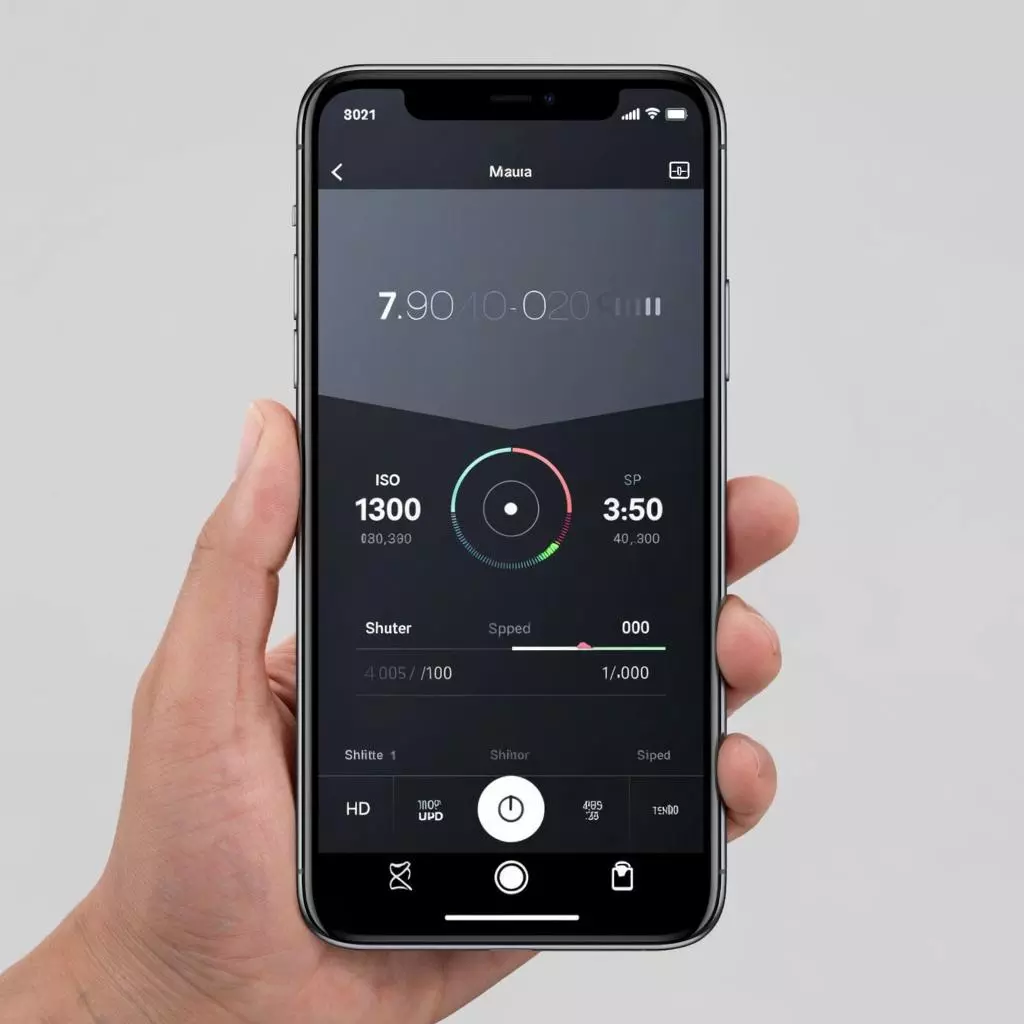 пример использования ручного режима камеры смартфона с настройками ISO и выдержки