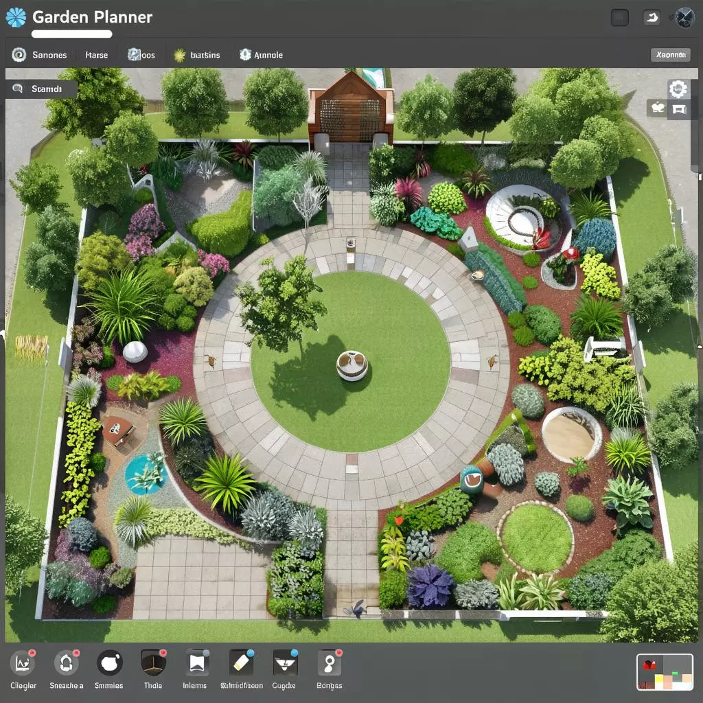 скриншот интерфейса Garden Planner с планом участка