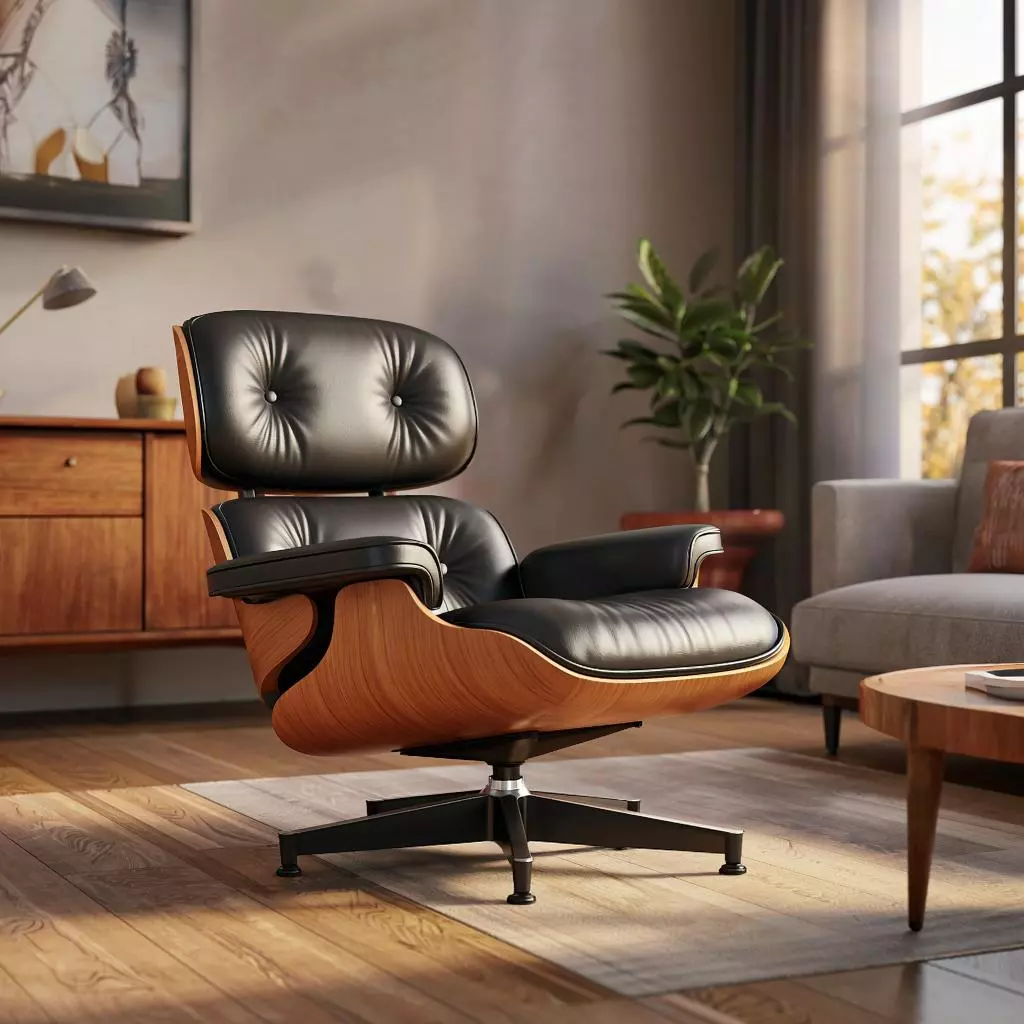 кресло-шезлонг Eames Lounge Chair в интерьере 1950-х годов