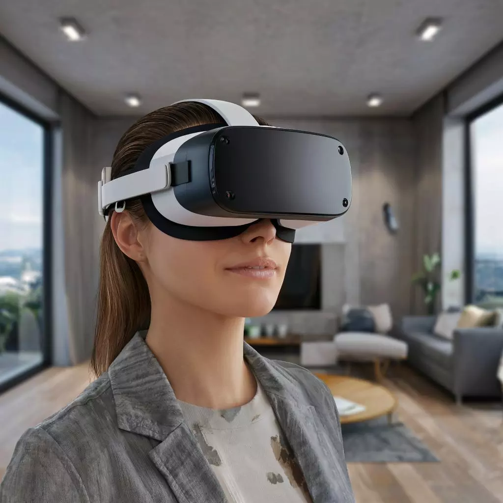 виртуальная экскурсия по модерновому интерьеру в VR-шлеме