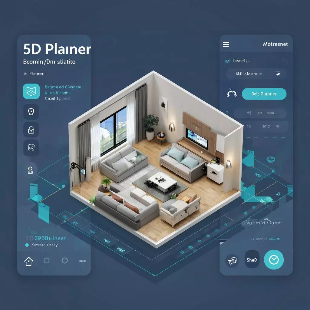 интерфейс приложения Planner 5D с 3D-моделью комнаты