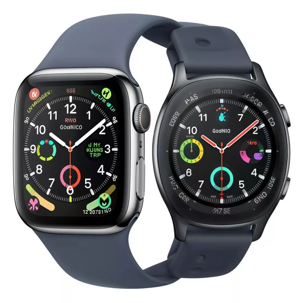 Интерфейсы Apple watchOS 10 и Samsung Wear OS 4 на экранах умных часов