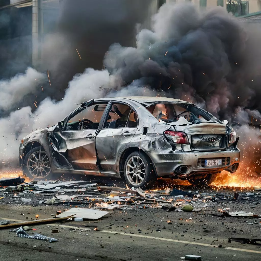 фотография поврежденного автомобиля после аварии