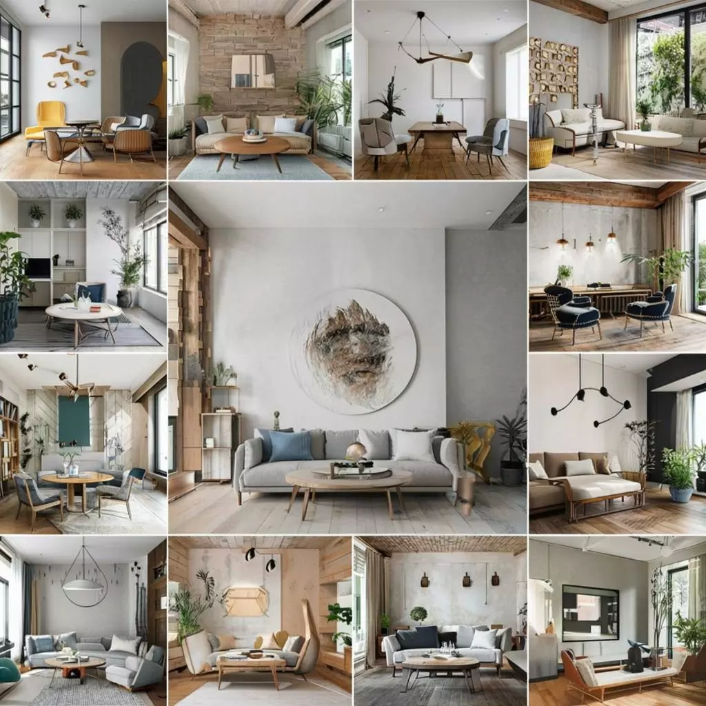 коллаж из интерьерных фото разных стилей и блогов