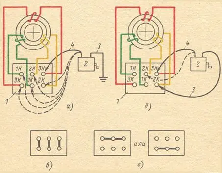 Определение выводов обмоток трехфазного двигателя